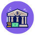 A government job application portal logo featuring a government building with a gavel, symbolizing Sarkari jobs, applied for online in India.